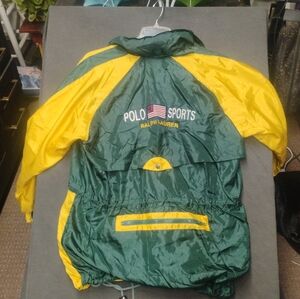 VTG Polo Sport Ralph Lauren Green Nylon Tracksuit Set Jacket Pants M 90s Y2K